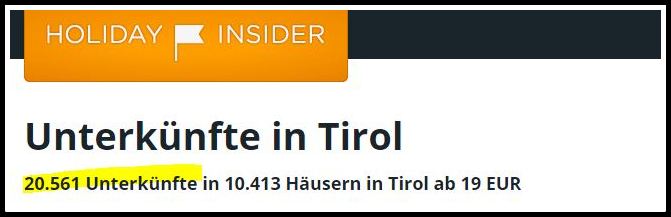 HolidayInsider: 20.561 Unterkünfte in Tirol